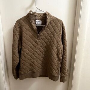 Old Navy Men's Brown Quilted 1/4 Zip Sweater Size M